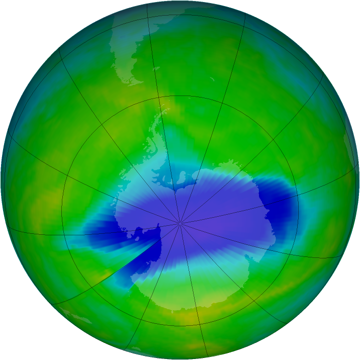 Antarctic ozone map for 19 November 1992